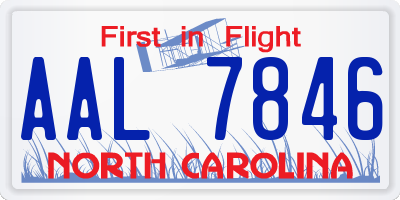 NC license plate AAL7846