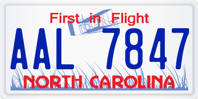 NC license plate AAL7847