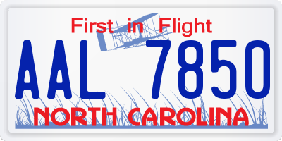 NC license plate AAL7850