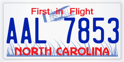 NC license plate AAL7853