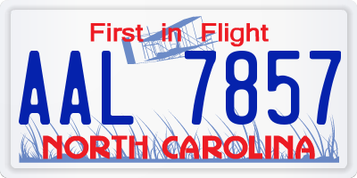 NC license plate AAL7857