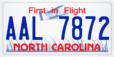 NC license plate AAL7872