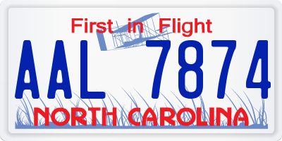 NC license plate AAL7874