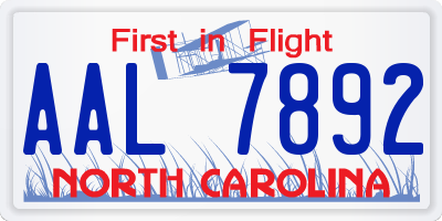 NC license plate AAL7892