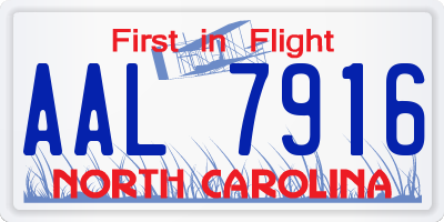 NC license plate AAL7916