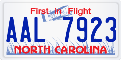 NC license plate AAL7923
