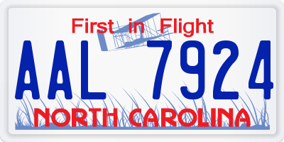 NC license plate AAL7924