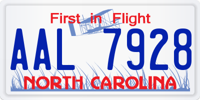 NC license plate AAL7928