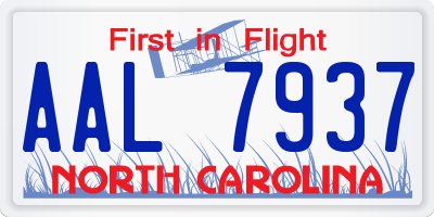 NC license plate AAL7937