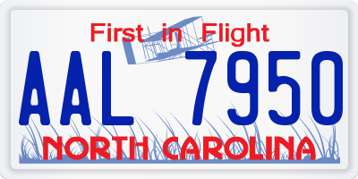 NC license plate AAL7950