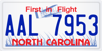 NC license plate AAL7953