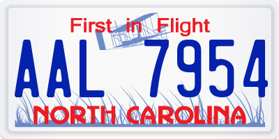 NC license plate AAL7954