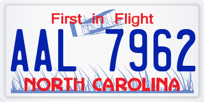 NC license plate AAL7962