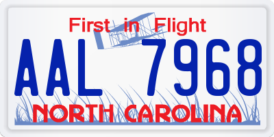 NC license plate AAL7968