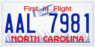 NC license plate AAL7981