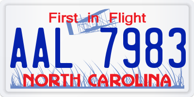 NC license plate AAL7983