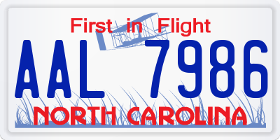 NC license plate AAL7986