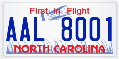 NC license plate AAL8001