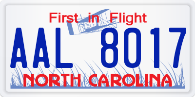 NC license plate AAL8017