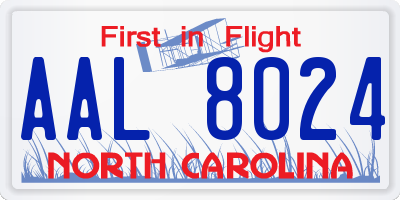 NC license plate AAL8024