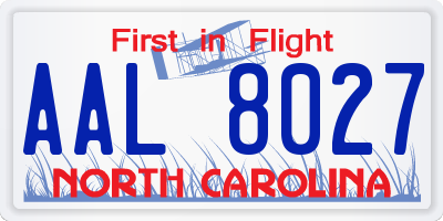 NC license plate AAL8027