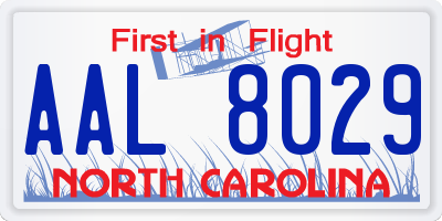 NC license plate AAL8029