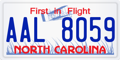 NC license plate AAL8059