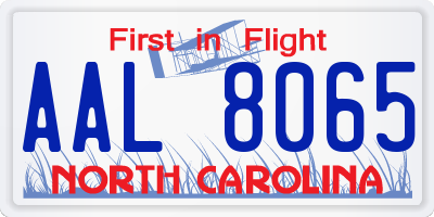 NC license plate AAL8065