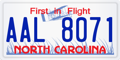 NC license plate AAL8071
