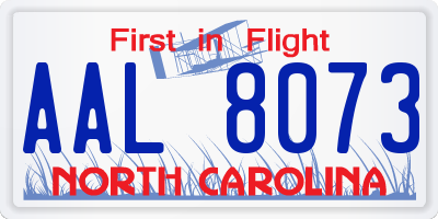 NC license plate AAL8073