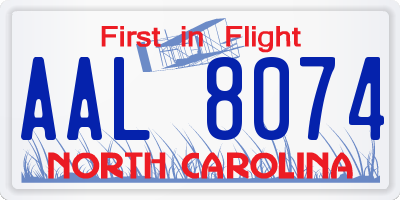 NC license plate AAL8074