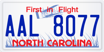 NC license plate AAL8077