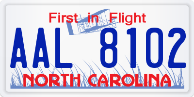 NC license plate AAL8102