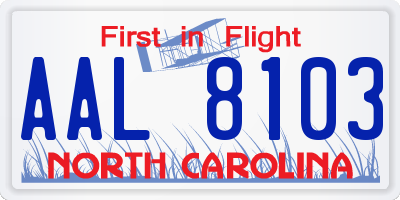 NC license plate AAL8103