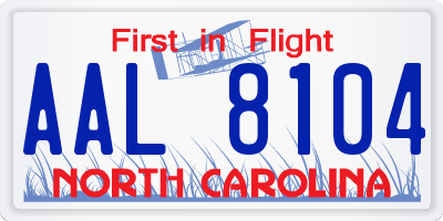 NC license plate AAL8104