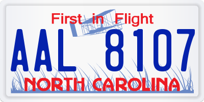 NC license plate AAL8107
