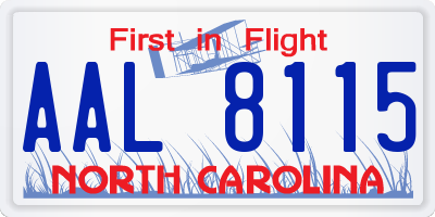 NC license plate AAL8115