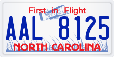 NC license plate AAL8125