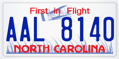 NC license plate AAL8140