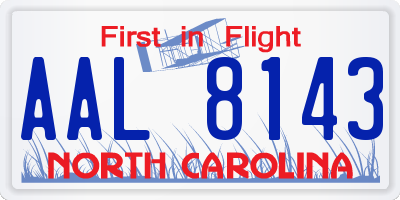 NC license plate AAL8143