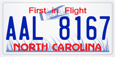 NC license plate AAL8167
