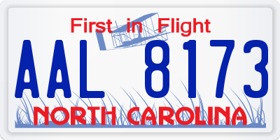 NC license plate AAL8173