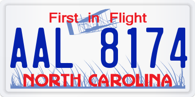 NC license plate AAL8174