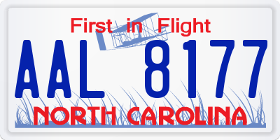 NC license plate AAL8177