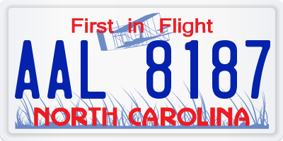 NC license plate AAL8187