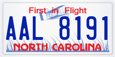 NC license plate AAL8191