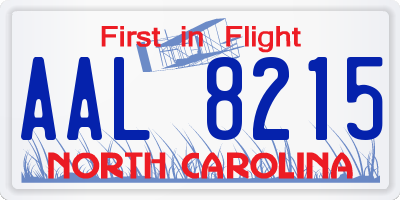 NC license plate AAL8215