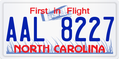 NC license plate AAL8227