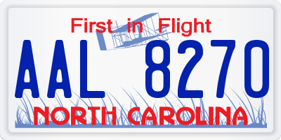 NC license plate AAL8270
