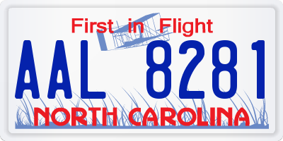 NC license plate AAL8281